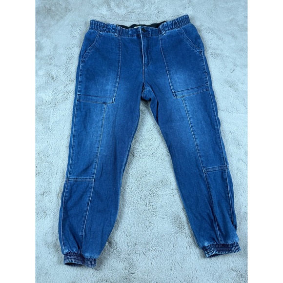 Democracy‎ Women's 'Ab' Solution Denim Jogger Pants Blue Comfort Size 14 - Picture 1 of 8